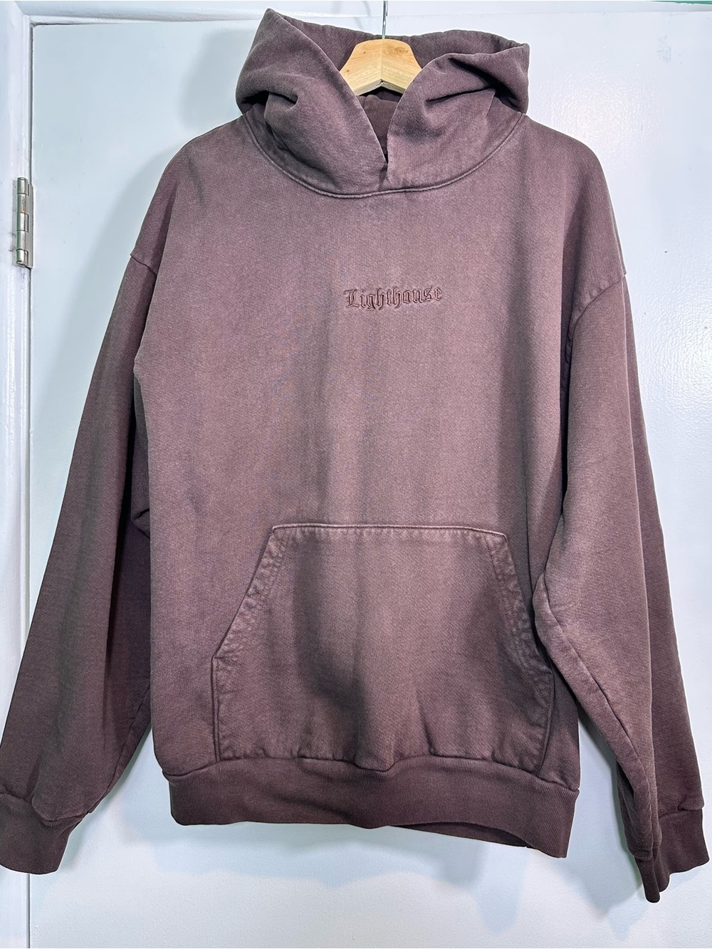 Los Angeles Apparel Lighthouse Embroidered Crewneck Hoodie - Mauve Brown